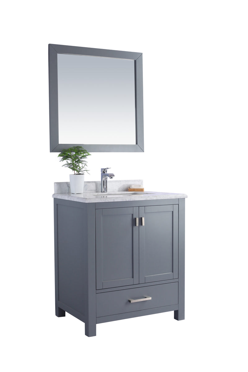 Laviva 313ANG-30G-WC Wilson 30" Grey Bathroom Vanity with White Carrara Marble Countertop