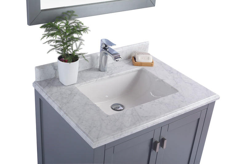 Laviva 313ANG-30G-WC Wilson 30" Grey Bathroom Vanity with White Carrara Marble Countertop