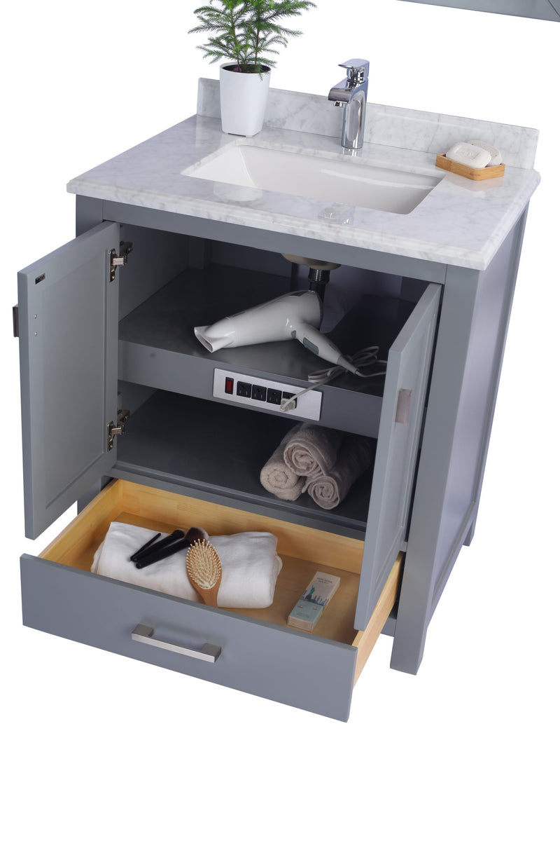 Laviva 313ANG-30G-WC Wilson 30" Grey Bathroom Vanity with White Carrara Marble Countertop