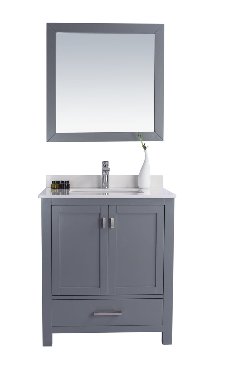 Laviva 313ANG-30G-WQ Wilson 30" Grey Bathroom Vanity with White Quartz Countertop
