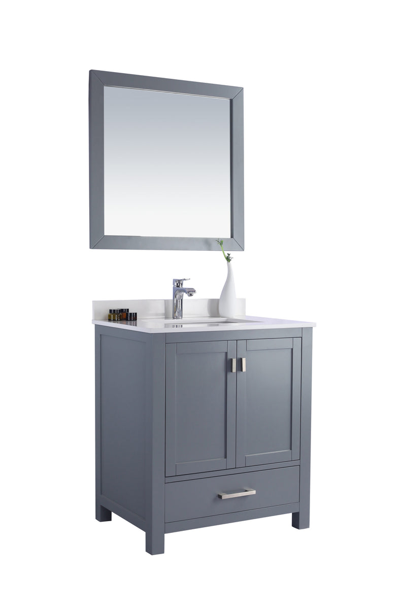Laviva 313ANG-30G-WQ Wilson 30" Grey Bathroom Vanity with White Quartz Countertop