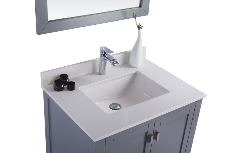 Laviva 313ANG-30G-WQ Wilson 30" Grey Bathroom Vanity with White Quartz Countertop