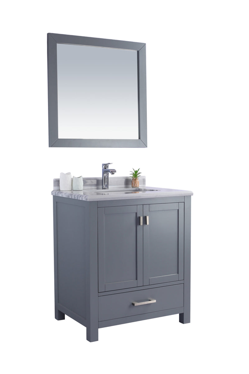 Laviva 313ANG-30G-WS Wilson 30" Grey Bathroom Vanity with White Stripes Marble Countertop