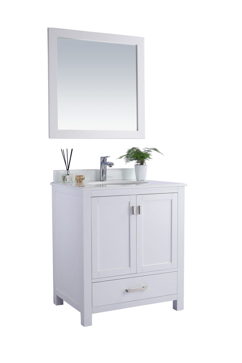 Laviva 313ANG-30W-PW Wilson 30" White Bathroom Vanity with Pure White Phoenix Stone Countertop - view 2