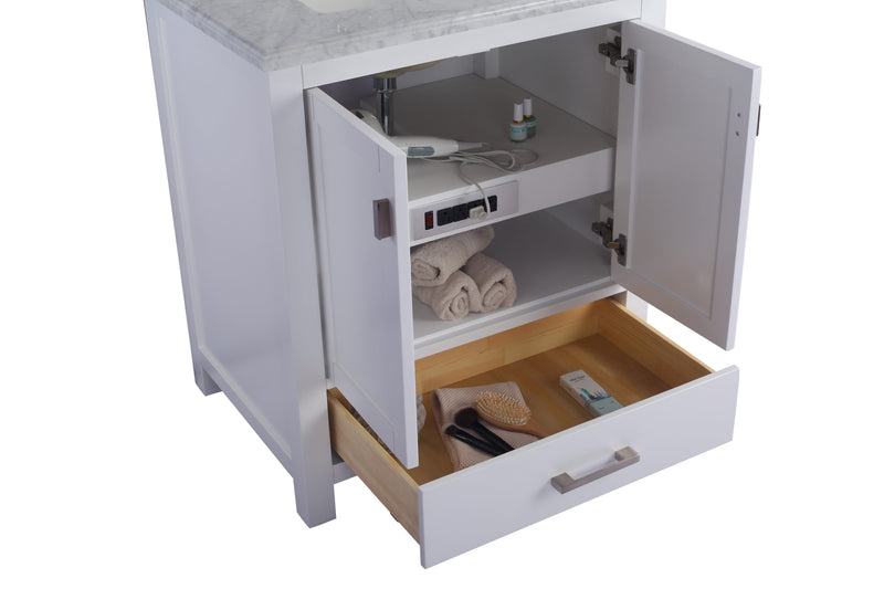 Laviva 313ANG-30W-PW Wilson 30" White Bathroom Vanity with Pure White Phoenix Stone Countertop - view 6