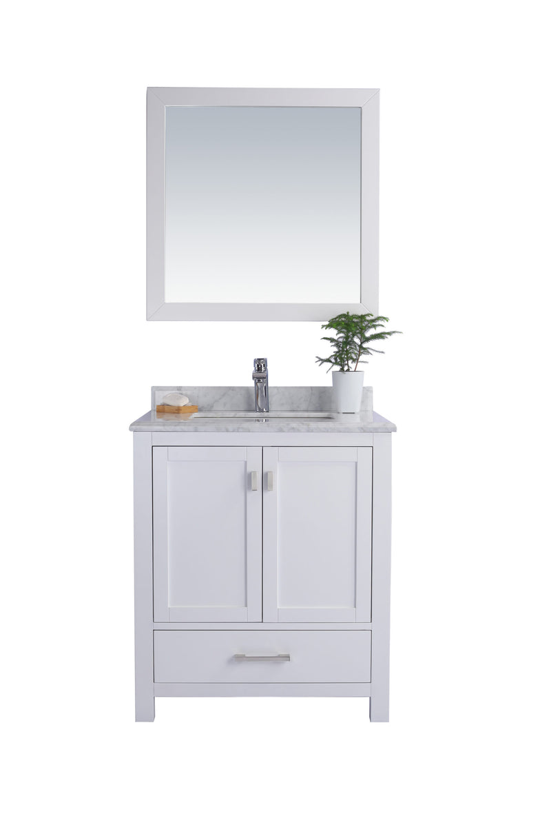 Laviva 313ANG-30W-WC Wilson 30" White Bathroom Vanity with White Carrara Marble Countertop