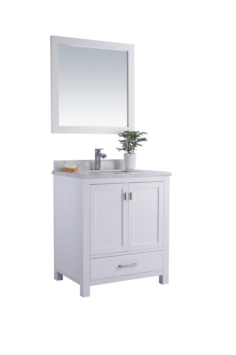 Laviva 313ANG-30W-WC Wilson 30" White Bathroom Vanity with White Carrara Marble Countertop