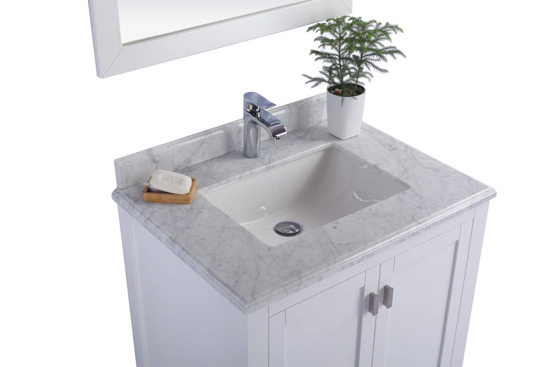 Laviva 313ANG-30W-WC Wilson 30" White Bathroom Vanity with White Carrara Marble Countertop