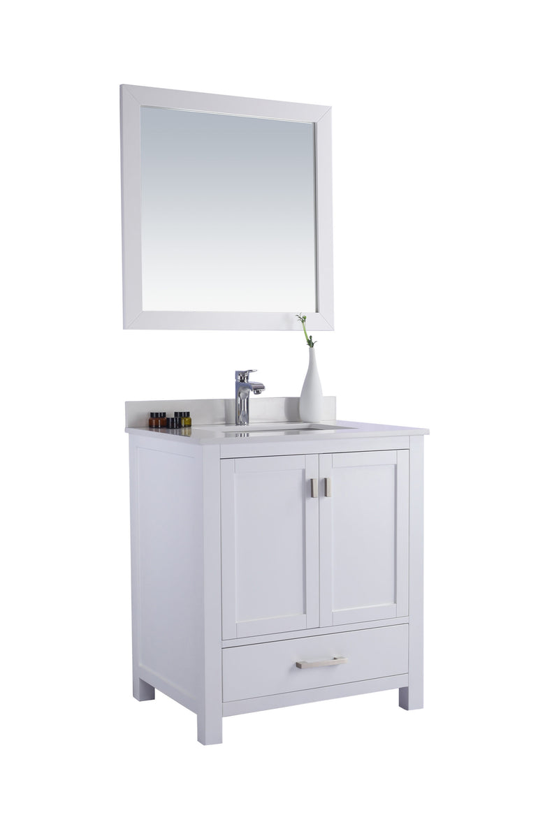 Laviva 313ANG-30W-WQ Wilson 30" White Bathroom Vanity with White Quartz Countertop