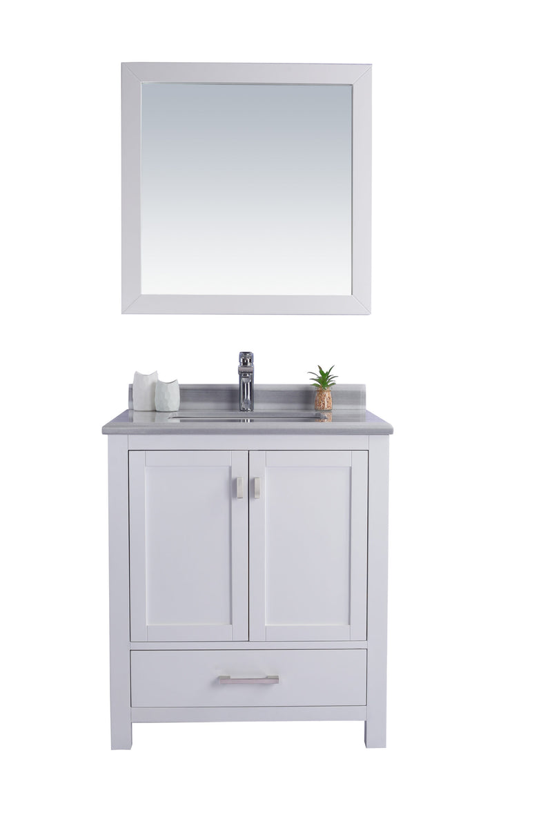 Laviva 313ANG-30W-WS Wilson 30" White Bathroom Vanity with White Stripes Marble Countertop