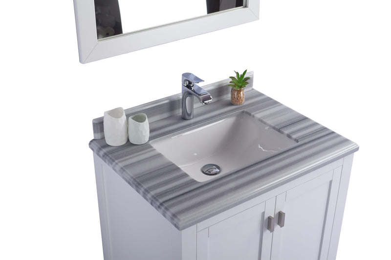 Laviva 313ANG-30W-WS Wilson 30" White Bathroom Vanity with White Stripes Marble Countertop