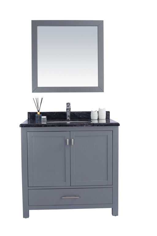 Laviva 313ANG-36G-BW Wilson 36" Grey Bathroom Vanity with Black Wood Marble Countertop