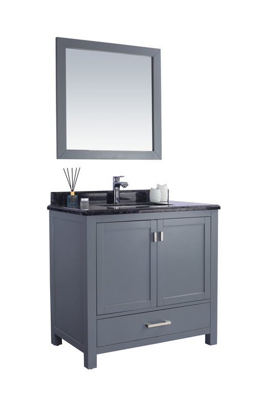 Laviva 313ANG-36G-BW Wilson 36" Grey Bathroom Vanity with Black Wood Marble Countertop - view 2