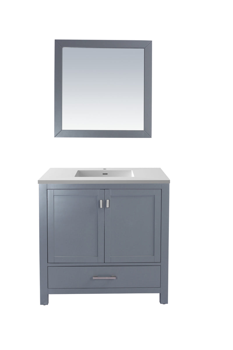 Laviva 313ANG-36G-MW Wilson 36" Grey Bathroom Vanity with Matte White VIVA Stone Solid Surface Countertop