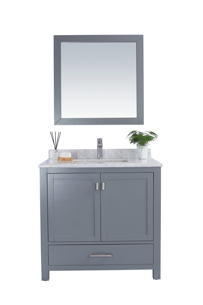 Laviva 313ANG-36G-WC Wilson 36" Grey Bathroom Vanity with White Carrara Marble Countertop