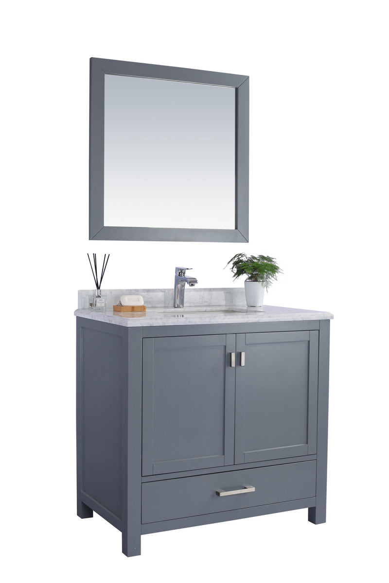 Laviva 313ANG-36G-WC Wilson 36" Grey Bathroom Vanity with White Carrara Marble Countertop