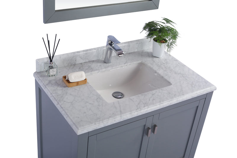 Laviva 313ANG-36G-WC Wilson 36" Grey Bathroom Vanity with White Carrara Marble Countertop