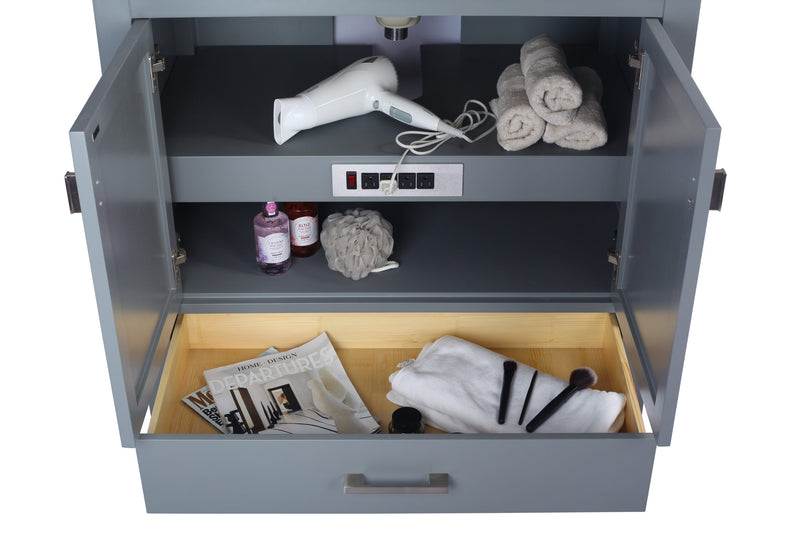 Laviva 313ANG-36G-WC Wilson 36" Grey Bathroom Vanity with White Carrara Marble Countertop