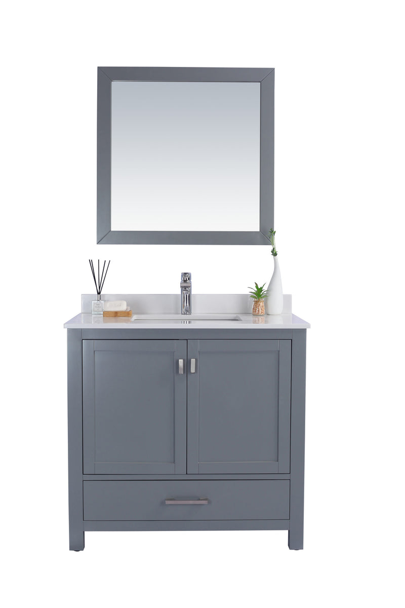 Laviva 313ANG-36G-WQ Wilson 36" Grey Bathroom Vanity with White Quartz Countertop