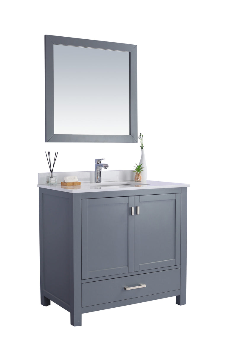Laviva 313ANG-36G-WQ Wilson 36" Grey Bathroom Vanity with White Quartz Countertop