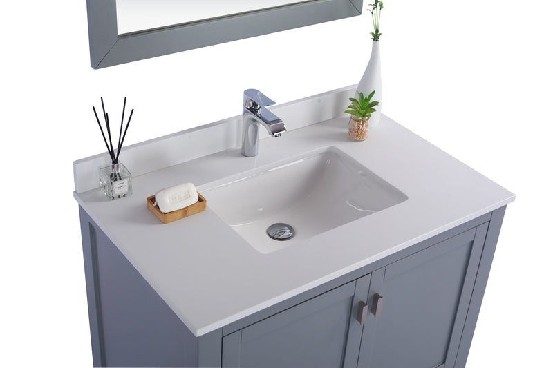Laviva 313ANG-36G-WQ Wilson 36" Grey Bathroom Vanity with White Quartz Countertop