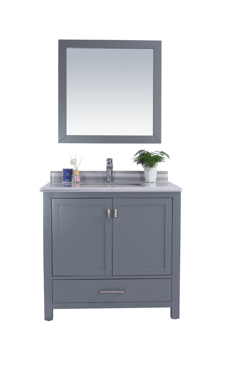 Laviva 313ANG-36G-WS Wilson 36" Grey Bathroom Vanity with White Stripes Marble Countertop
