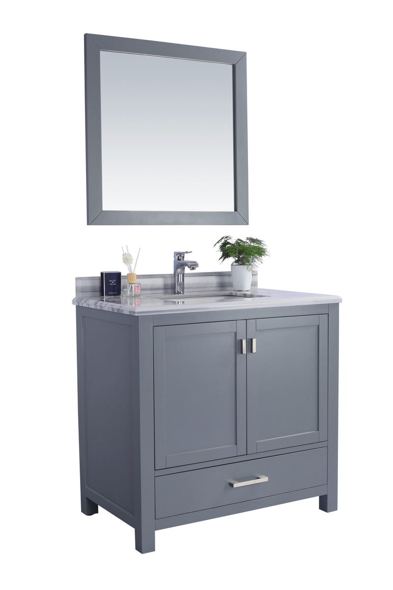 Laviva 313ANG-36G-WS Wilson 36" Grey Bathroom Vanity with White Stripes Marble Countertop