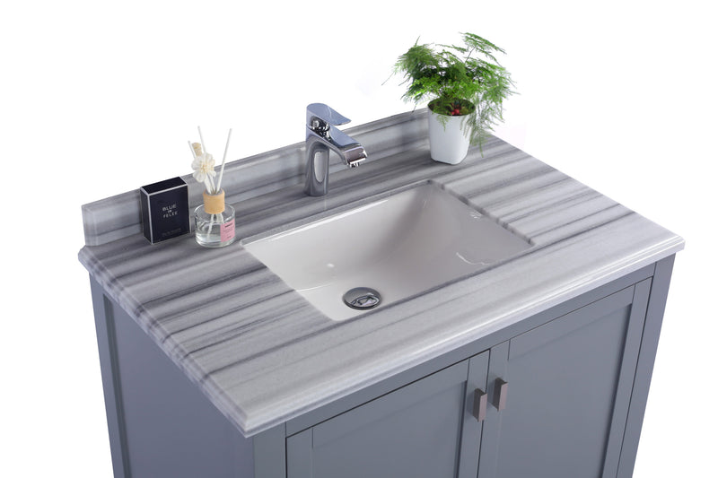 Laviva 313ANG-36G-WS Wilson 36" Grey Bathroom Vanity with White Stripes Marble Countertop