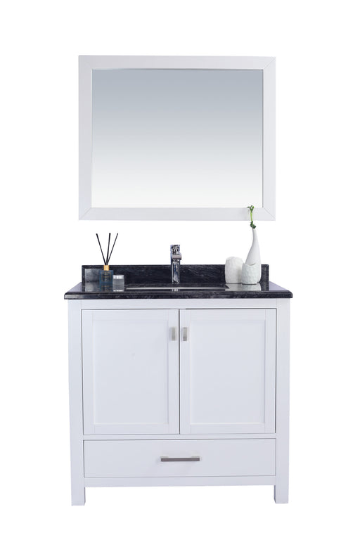Laviva 313ANG-36W-BW Wilson 36" White Bathroom Vanity with Black Wood Marble Countertop