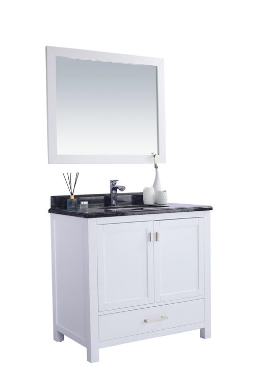 Laviva 313ANG-36W-BW Wilson 36" White Bathroom Vanity with Black Wood Marble Countertop - view 2