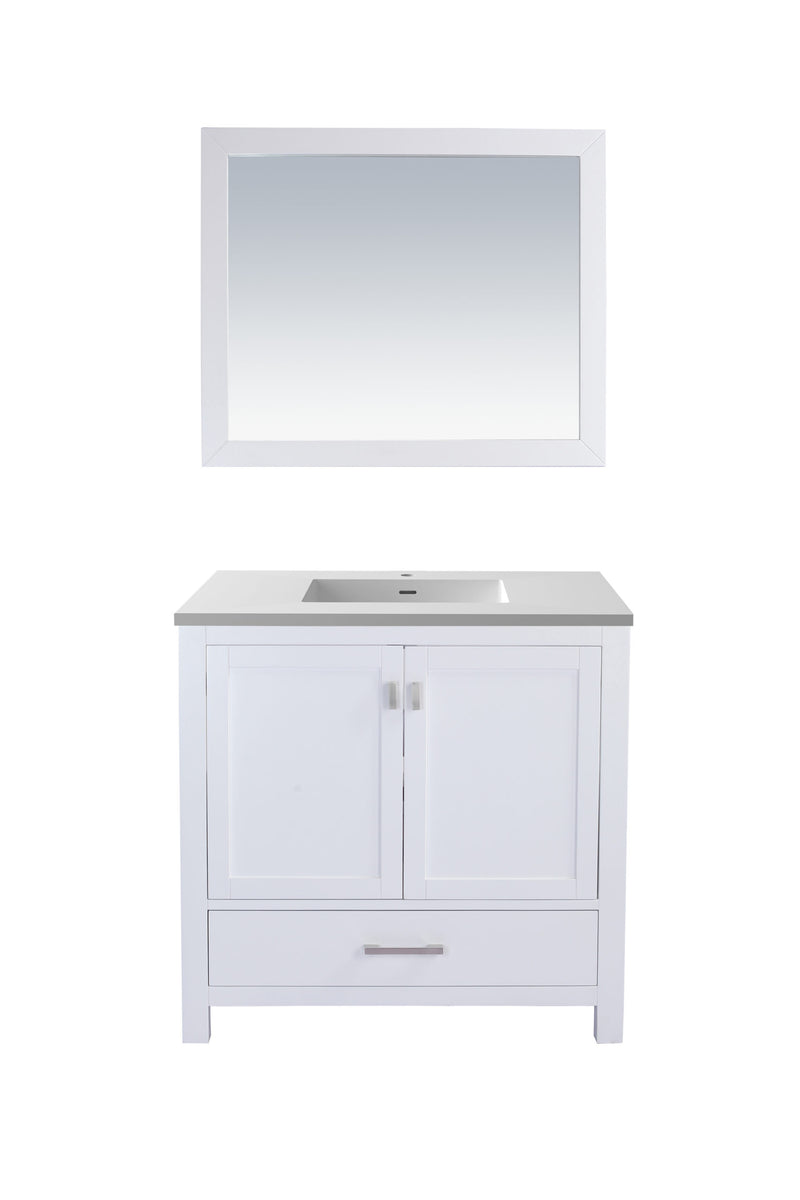 Laviva 313ANG-36W-MW Wilson 36" White Bathroom Vanity with Matte White VIVA Stone Solid Surface Countertop