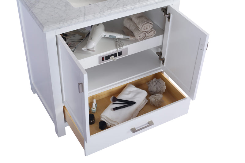 Laviva 313ANG-36W-MW Wilson 36" White Bathroom Vanity with Matte White VIVA Stone Solid Surface Countertop