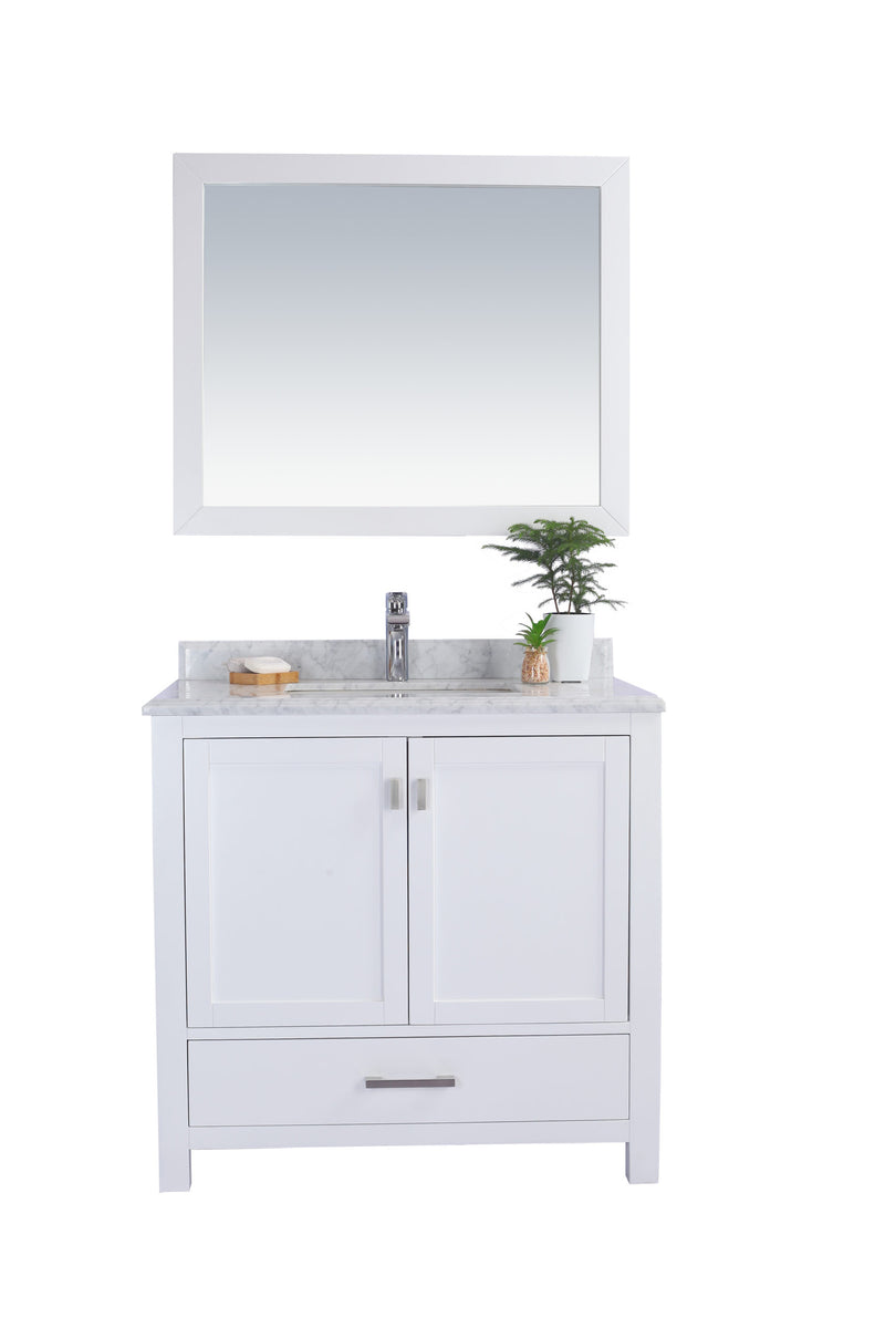 Laviva 313ANG-36W-WC Wilson 36" White Bathroom Vanity with White Carrara Marble Countertop