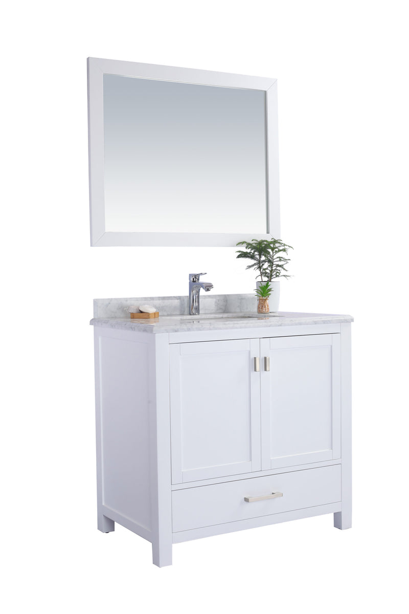Laviva 313ANG-36W-WC Wilson 36" White Bathroom Vanity with White Carrara Marble Countertop
