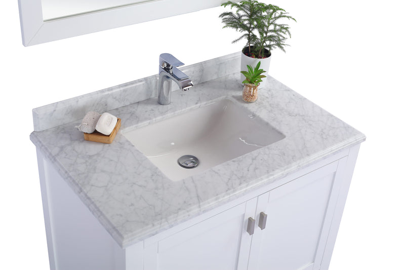 Laviva 313ANG-36W-WC Wilson 36" White Bathroom Vanity with White Carrara Marble Countertop