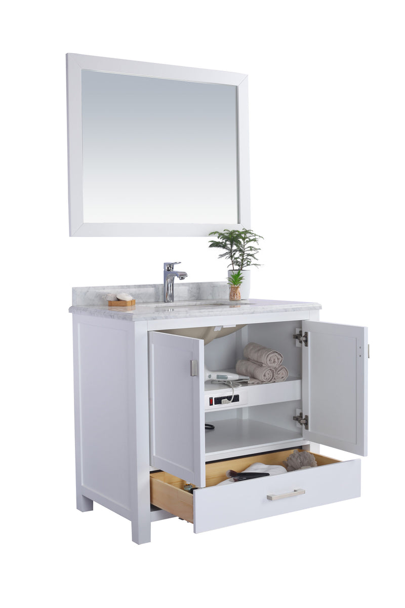 Laviva 313ANG-36W-WC Wilson 36" White Bathroom Vanity with White Carrara Marble Countertop