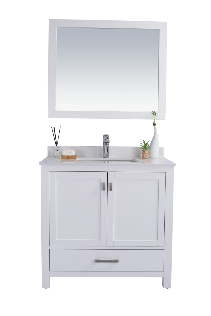 Laviva 313ANG-36W-WQ Wilson 36" White Bathroom Vanity with White Quartz Countertop