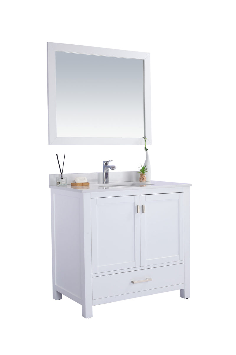 Laviva 313ANG-36W-WQ Wilson 36" White Bathroom Vanity with White Quartz Countertop