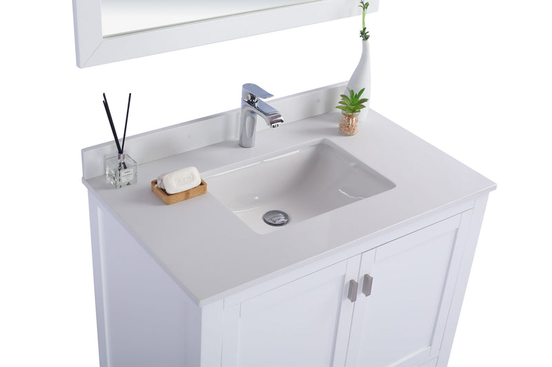 Laviva 313ANG-36W-WQ Wilson 36" White Bathroom Vanity with White Quartz Countertop