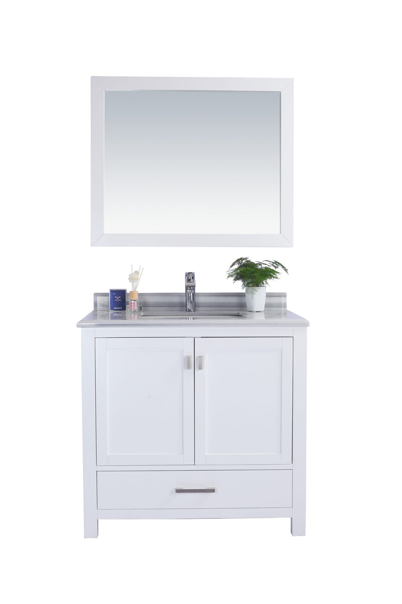 Laviva 313ANG-36W-WS Wilson 36" White Bathroom Vanity with White Stripes Marble Countertop