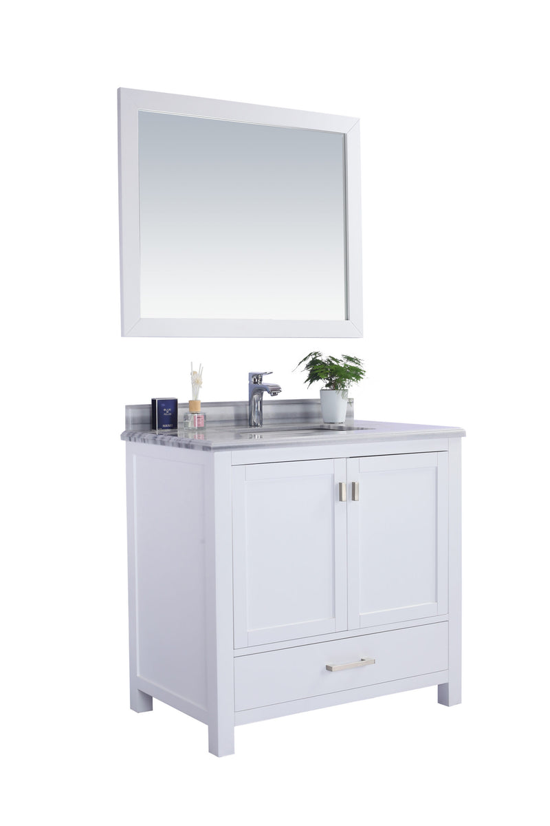 Laviva 313ANG-36W-WS Wilson 36" White Bathroom Vanity with White Stripes Marble Countertop