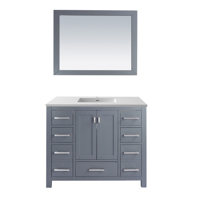 Laviva 313ANG-42G-MW Wilson 42" Grey Bathroom Vanity with Matte White VIVA Stone Solid Surface Countertop