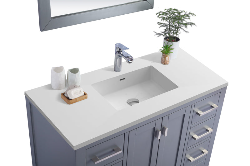 Laviva 313ANG-42G-MW Wilson 42" Grey Bathroom Vanity with Matte White VIVA Stone Solid Surface Countertop
