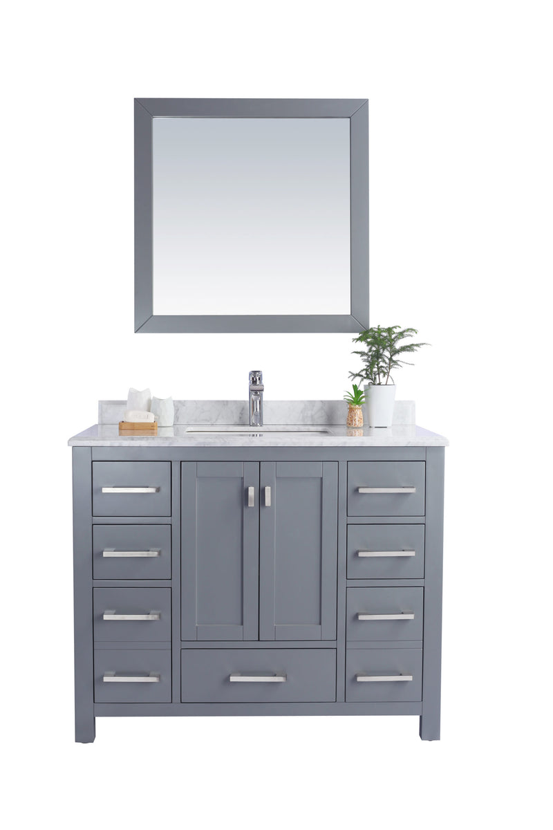 Laviva 313ANG-42G-WC Wilson 42" Grey Bathroom Vanity with White Carrara Marble Countertop