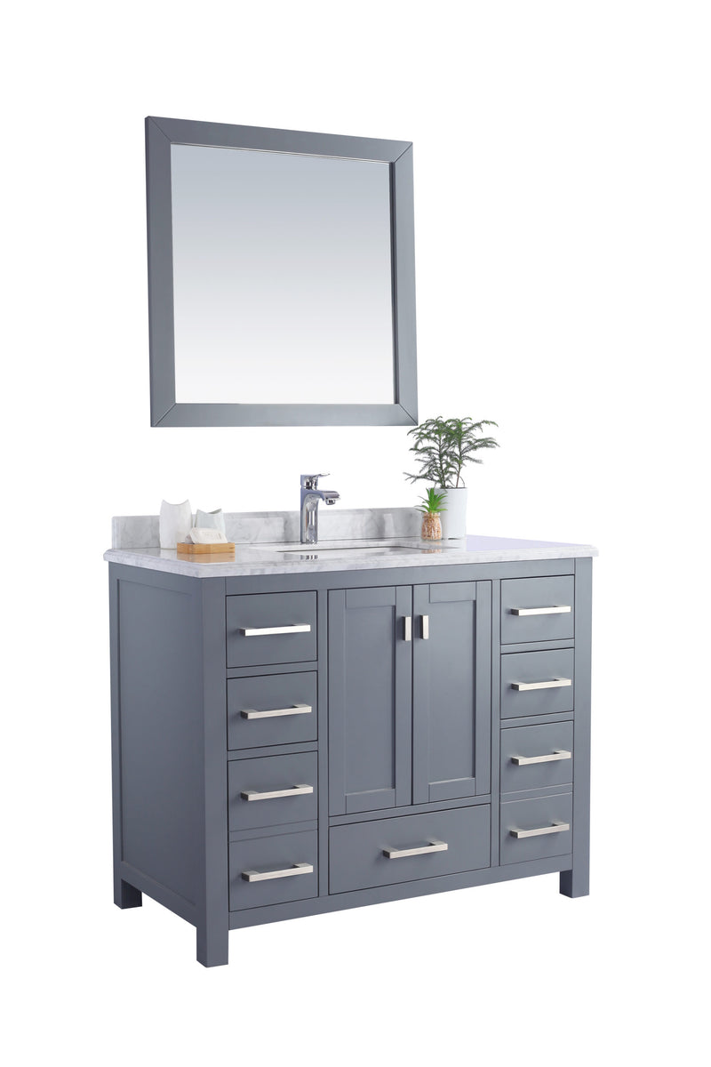 Laviva 313ANG-42G-WC Wilson 42" Grey Bathroom Vanity with White Carrara Marble Countertop