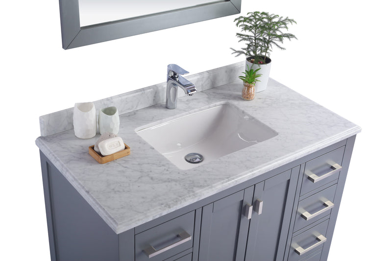 Laviva 313ANG-42G-WC Wilson 42" Grey Bathroom Vanity with White Carrara Marble Countertop