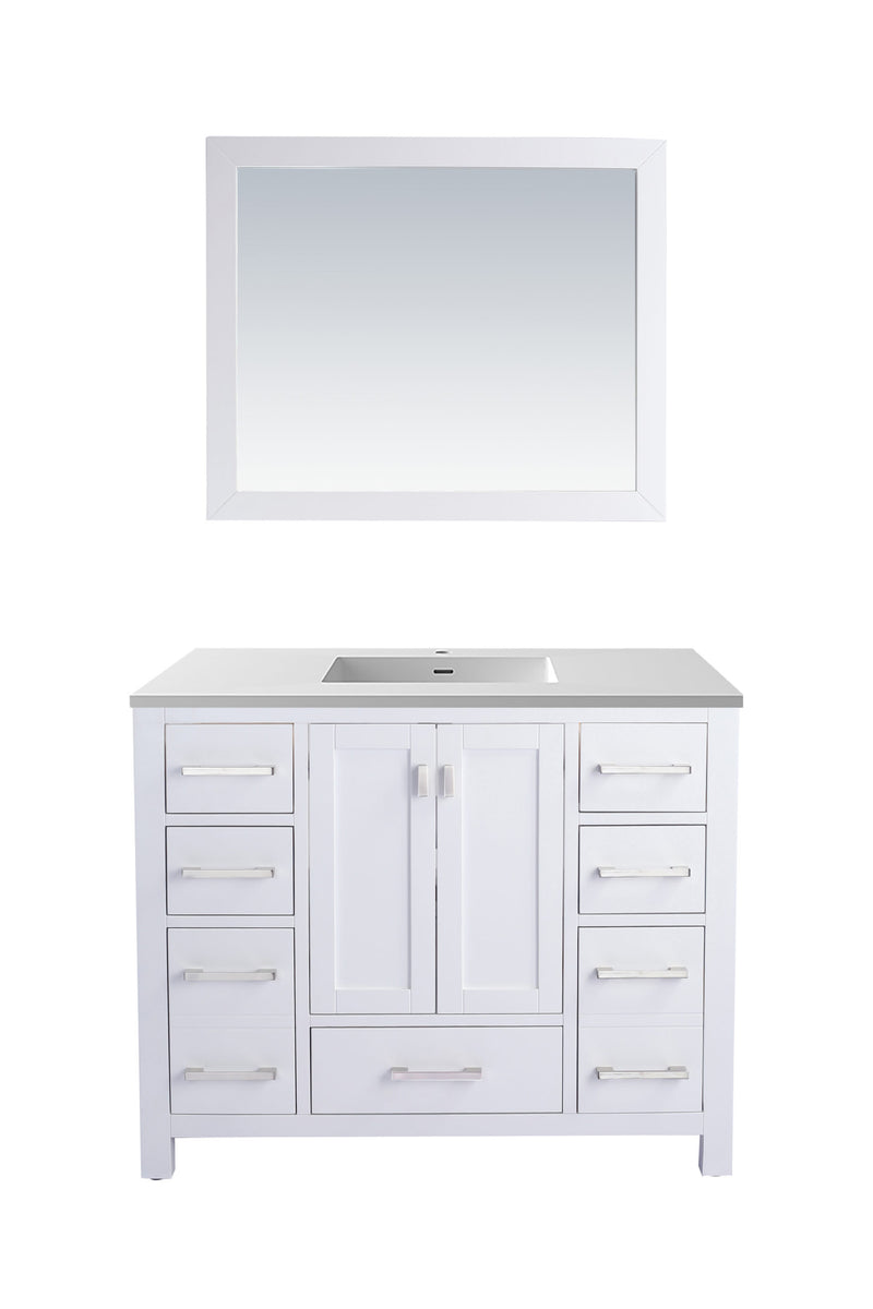 Laviva 313ANG-42W-MW Wilson 42" White Bathroom Vanity with Matte White VIVA Stone Solid Surface Countertop