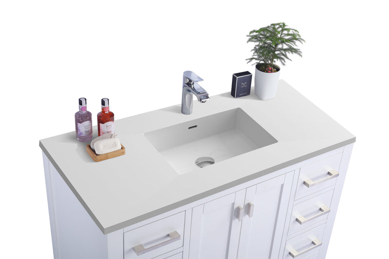 Laviva 313ANG-42W-MW Wilson 42" White Bathroom Vanity with Matte White VIVA Stone Solid Surface Countertop