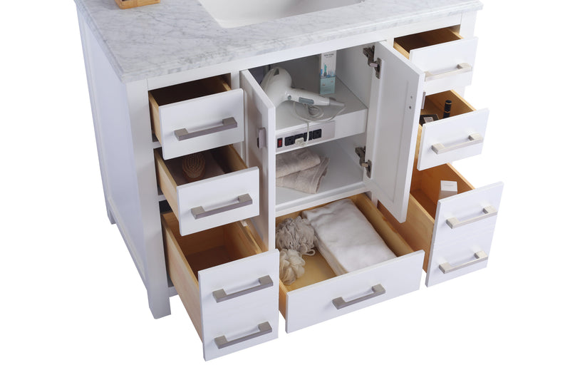 Laviva 313ANG-42W-MW Wilson 42" White Bathroom Vanity with Matte White VIVA Stone Solid Surface Countertop