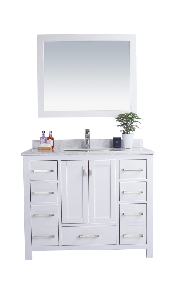 Laviva 313ANG-42W-WC Wilson 42" White Bathroom Vanity with White Carrara Marble Countertop